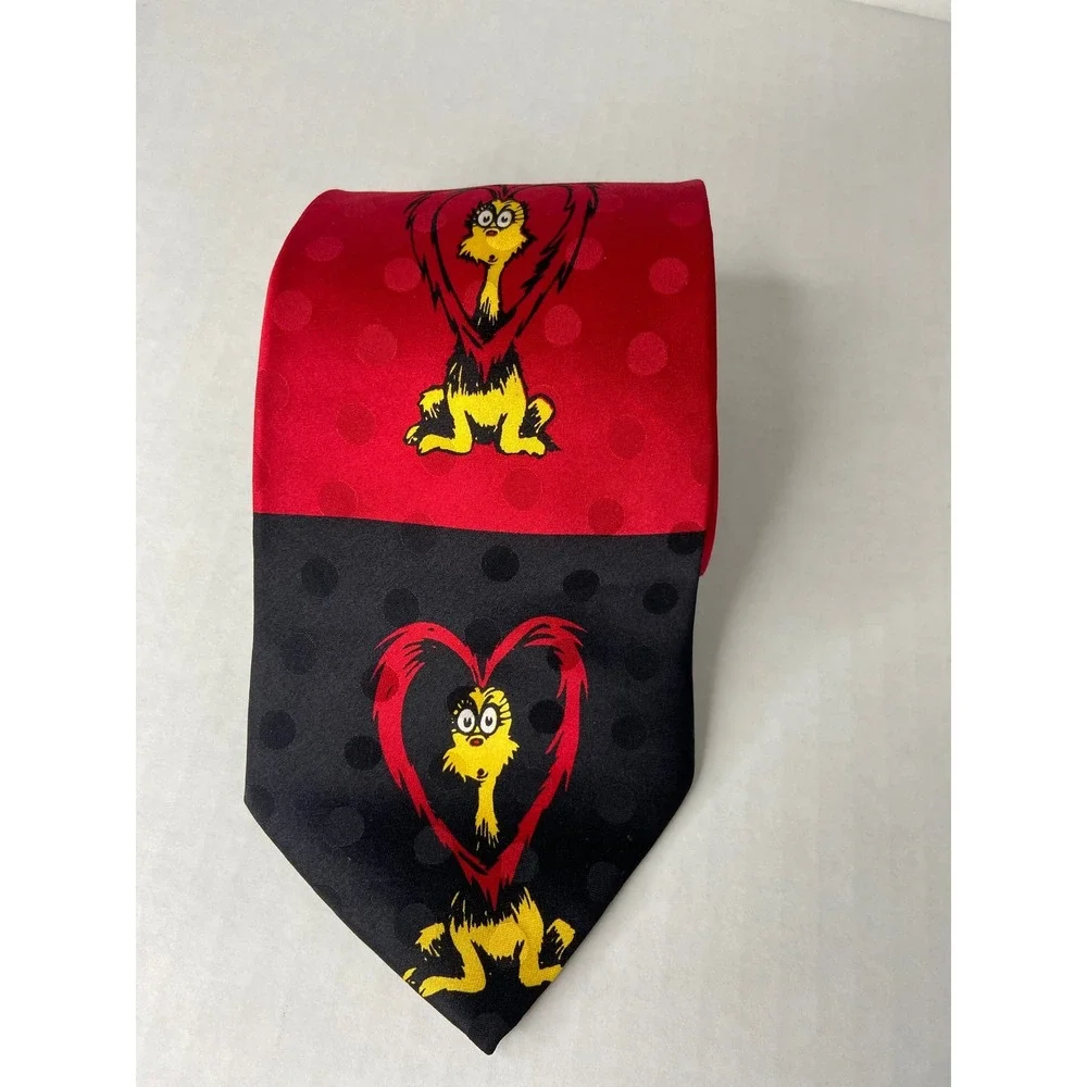 Vintage Dr Seuss‎ Silk Tie 1996 Red Black Thing Character Novelty Mens Necktie